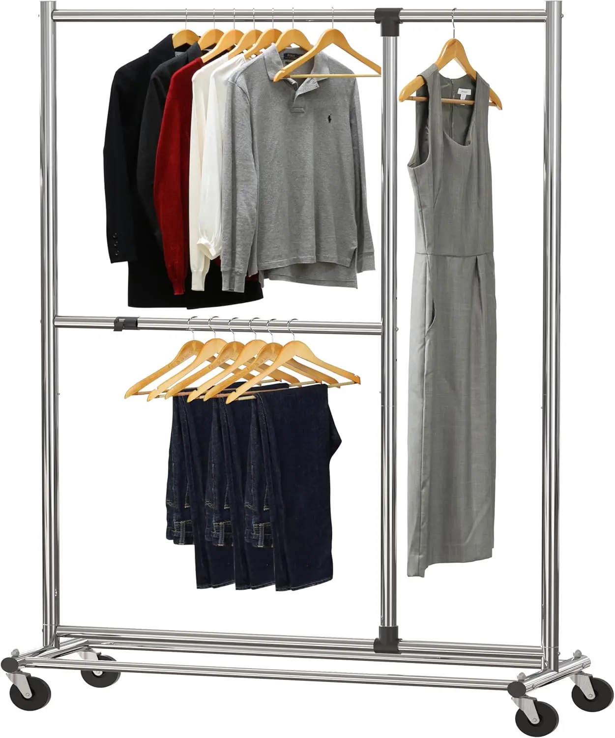 Dual Bar Adjustable Garment Rack, Chrome, 72-inch Height
Dual Bar Adjustable Garment Rack, Chrome, 72-inch Height