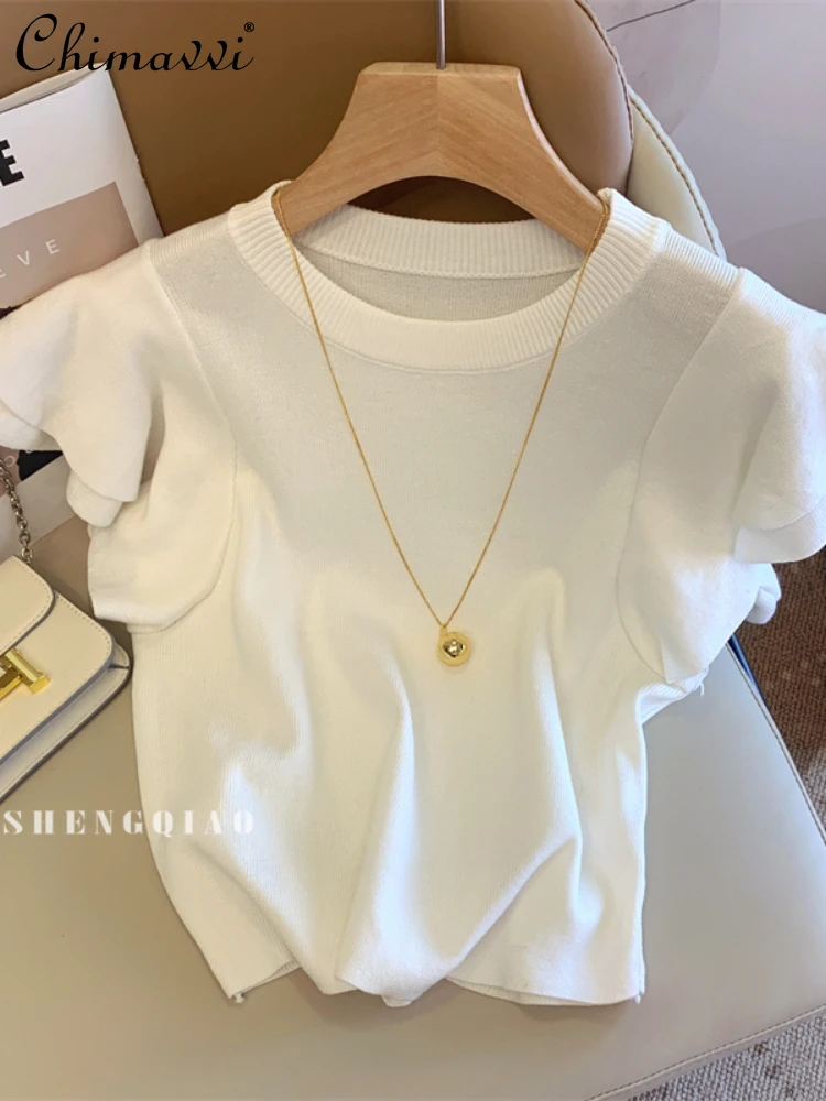 2024 Summer Elegant Casual Commuting Round Neck Butterfly Short Sleeve Knitted Pullover T-shirt Women Sweet Hot Short Top Tees
2024 Summer Elegant Casual Commuting Round Neck Butterfly Short Sleeve Knitted Pullover T-shirt Women Sweet Hot Short Top Tees