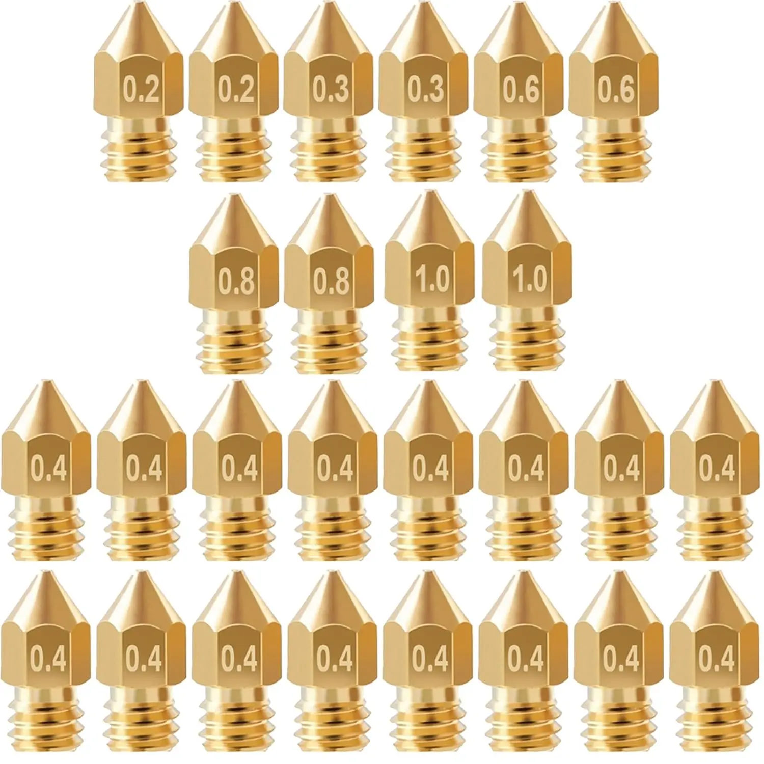 26Pcs Ender 3 Nozzles kit, MK8 Nozzles kit, Brass 3D Printer Nozzles 0.2/0.3/0.4/0.6/0.8/1.0mm Compatible for Creality Ender
26Pcs Ender 3 Nozzles kit, MK8 Nozzles kit, Brass 3D Printer Nozzles 0.2/0.3/0.4/0.6/0.8/1.0mm Compatible for Creality Ender