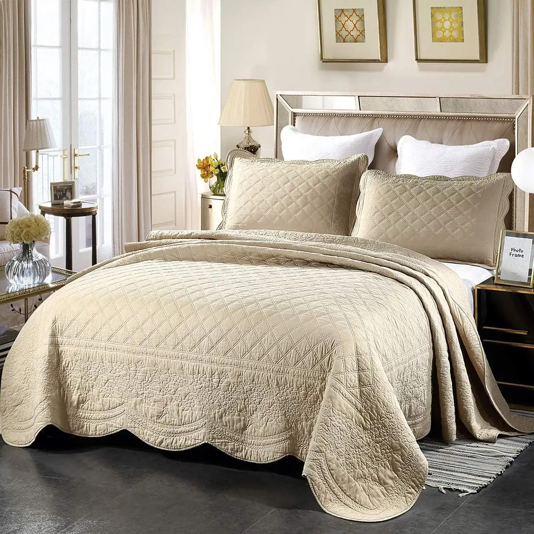 100% Cotton Floral Embroidered Quilt Set 3-Piece King Size Reversible Diamond Pattern Quilted Bedspread Coverlet Bed Cover
100% Cotton Floral Embroidered Quilt Set 3-Piece King Size Reversible Diamond Pattern Quilted Bedspread Coverlet Bed Cover