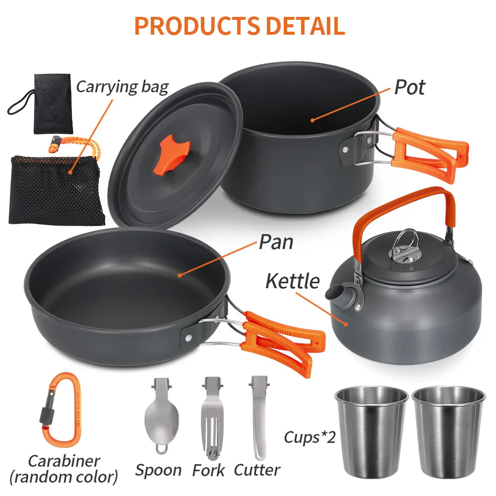 Camping Cookware Set Lightweight Portable Pan Kettle Cups Spoon Fork Cutter for Picnic Hiking Foldable Tourist Cookware Utensils
Camping Cookware Set Lightweight Portable Pan Kettle Cups Spoon Fork Cutter for Picnic Hiking Foldable Tourist Cookware Utensils
