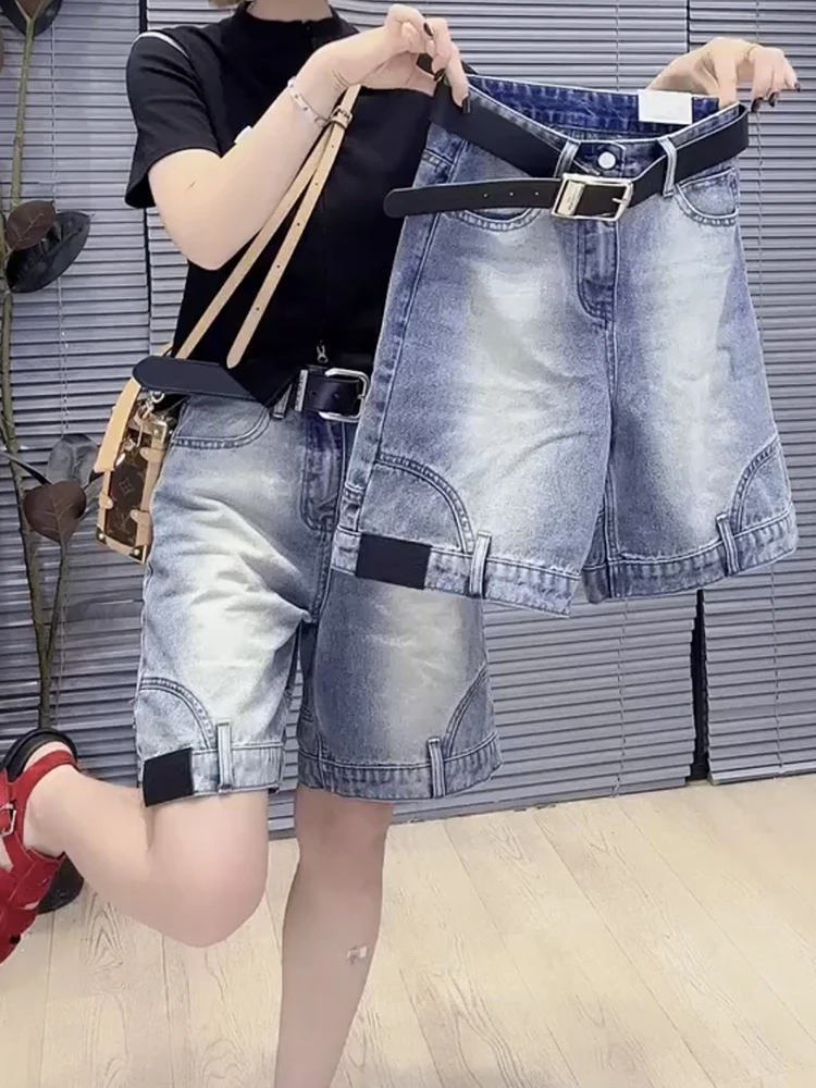 Женские джинсовые шорты большого размера с высокой талией, лето 2022, новый стиль, утягивающие повседневные свободные широкие брюки с пятью четвертью
Женские джинсовые шорты большого размера с высокой талией, лето 2022, новый стиль, утягивающие повседневные свободные широкие брюки с пятью четвертью