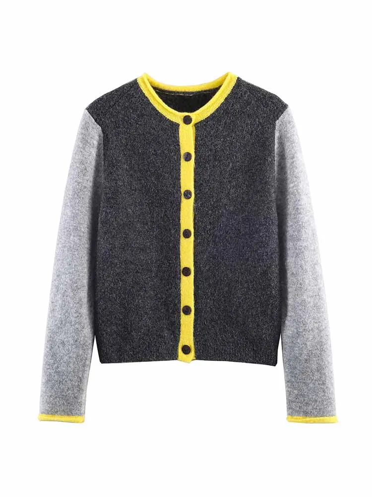 Модный женский весенний кардиган с длинными рукавами, однобортный, с круглым вырезом, с цветными вставками, вязаный, повседневный женский жакет
Модный женский весенний кардиган с длинными рукавами, однобортный, с круглым вырезом, с цветными вставками, вязаный, повседневный женский жакет