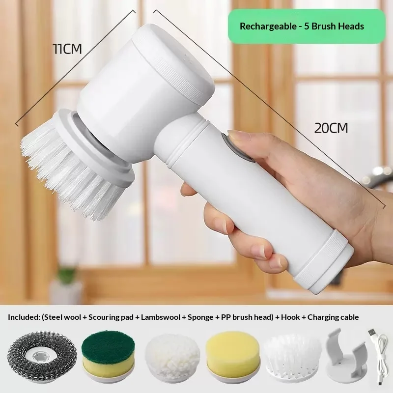 Electric Spin Scrubber Cordless Spin Scrubber with 5 Replaceable Brush Heads, Electric Cleaning Brush for Bathroom Tile Grout
Electric Spin Scrubber Cordless Spin Scrubber with 5 Replaceable Brush Heads, Electric Cleaning Brush for Bathroom Tile Grout