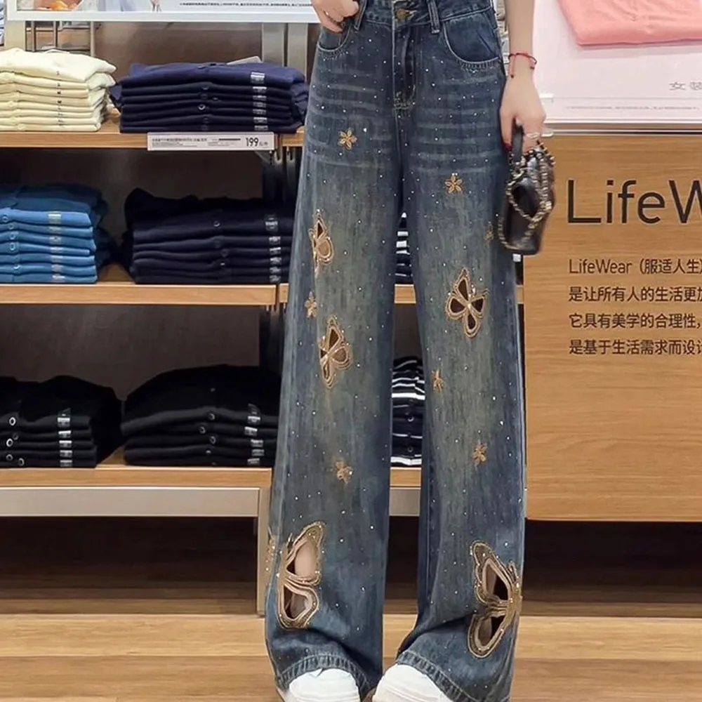 Heavy industry Hollow Embroidery Jeans Women's Summer New Women Casual Korean Denim Pants Trousers Woman Raight Leg Pants 
Heavy industry Hollow Embroidery Jeans Women's Summer New Women Casual Korean Denim Pants Trousers Woman Raight Leg Pants