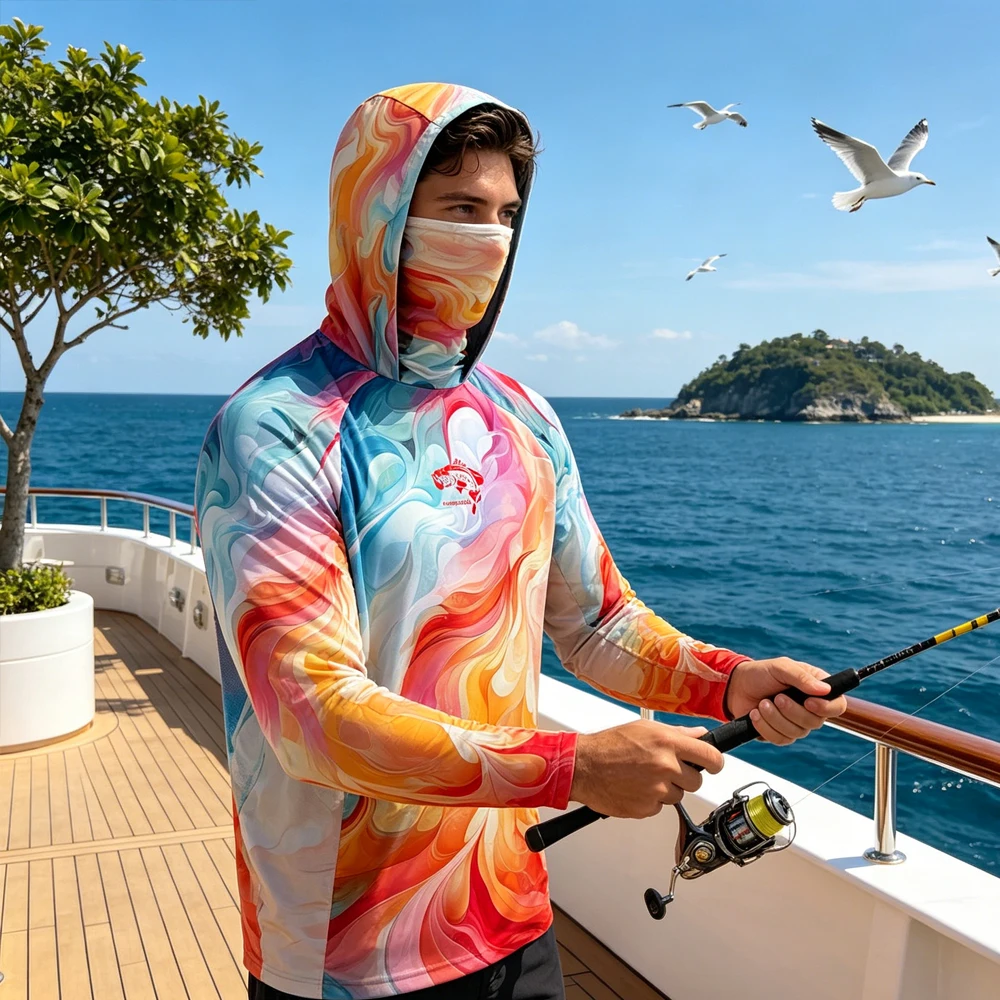 Lightweight Men Long Sleeve Fishing Clothing Shirt With Face Mask UPF50+ Breathable Fishing Hoodies Top Wear for Fishing Camping
Lightweight Men Long Sleeve Fishing Clothing Shirt With Face Mask UPF50+ Breathable Fishing Hoodies Top Wear for Fishing Camping