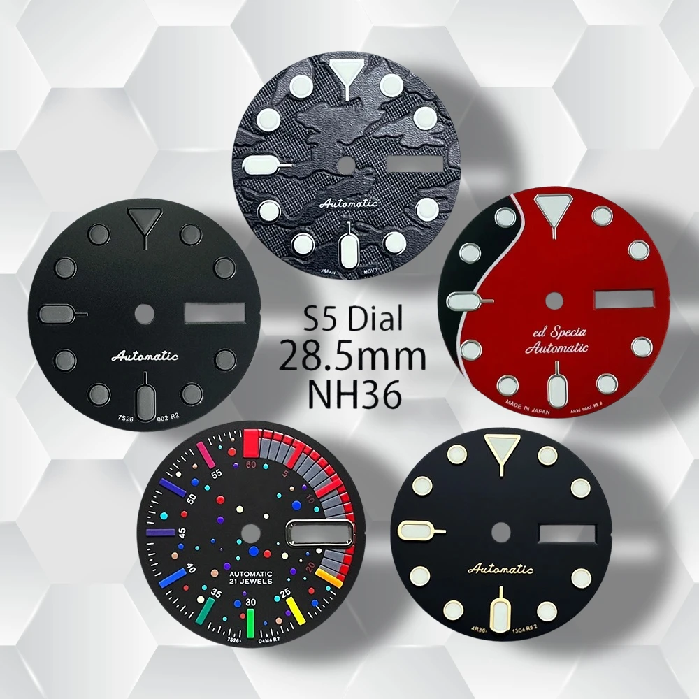 28.5mm S Logo SKX007 Camouflag Dial Fit NH36/4R36 Movement Green Luminous High-Quality Watch Modification Accessories
28.5mm S Logo SKX007 Camouflag Dial Fit NH36/4R36 Movement Green Luminous High-Quality Watch Modification Accessories