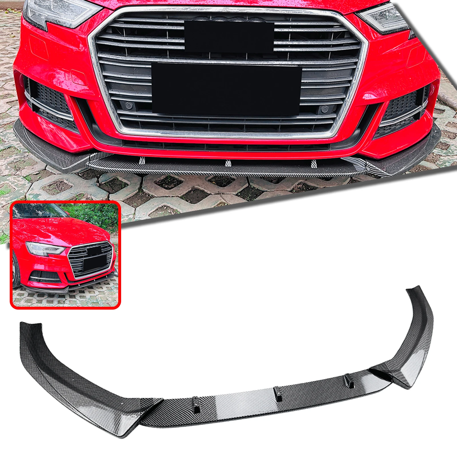 Gloss Black Carbon Fiber Look Front Bumper Spoiler Lip Lower Splitter Protector Blade For Audi A3 S3 8V Sline S-Line 2017-2020
Gloss Black Carbon Fiber Look Front Bumper Spoiler Lip Lower Splitter Protector Blade For Audi A3 S3 8V Sline S-Line 2017-2020