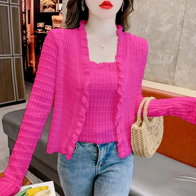 2025 New Autumn Winter Knit Coat Women's Fashion Long Sleeved Knitted Cardigan Sweater Jacket Camisole Top Two-piece Set
2025 New Autumn Winter Knit Coat Women's Fashion Long Sleeved Knitted Cardigan Sweater Jacket Camisole Top Two-piece Set