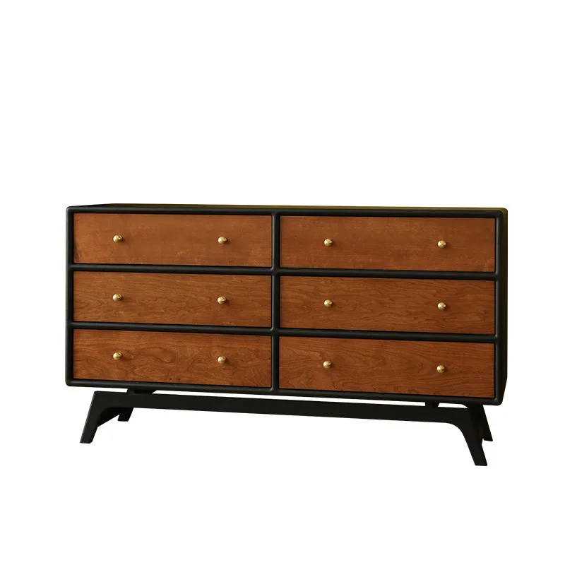 Solid wood six-chest cabinet simple retro French locker black storage cabinet contrasting color design
Solid wood six-chest cabinet simple retro French locker black storage cabinet contrasting color design