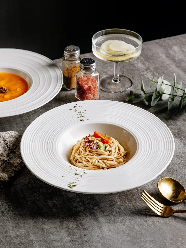 Pure White Ceramic Plate Western Dining Dish Hotel Commercial Use Grass Hat UFO Shape Dinnerware Adult Soup Bowl round Shape
Pure White Ceramic Plate Western Dining Dish Hotel Commercial Use Grass Hat UFO Shape Dinnerware Adult Soup Bowl round Shape