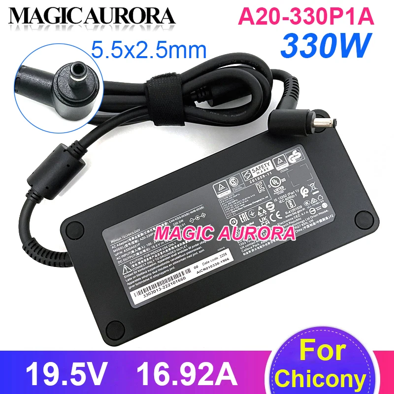 Genuine Chicony A20-330P1A AC Adapter 19.5V 16.92A 330W For Machenike Star17 Gaming Laptop Charger For MSI GT77 For Clevo NH57VR
Genuine Chicony A20-330P1A AC Adapter 19.5V 16.92A 330W For Machenike Star17 Gaming Laptop Charger For MSI GT77 For Clevo NH57VR