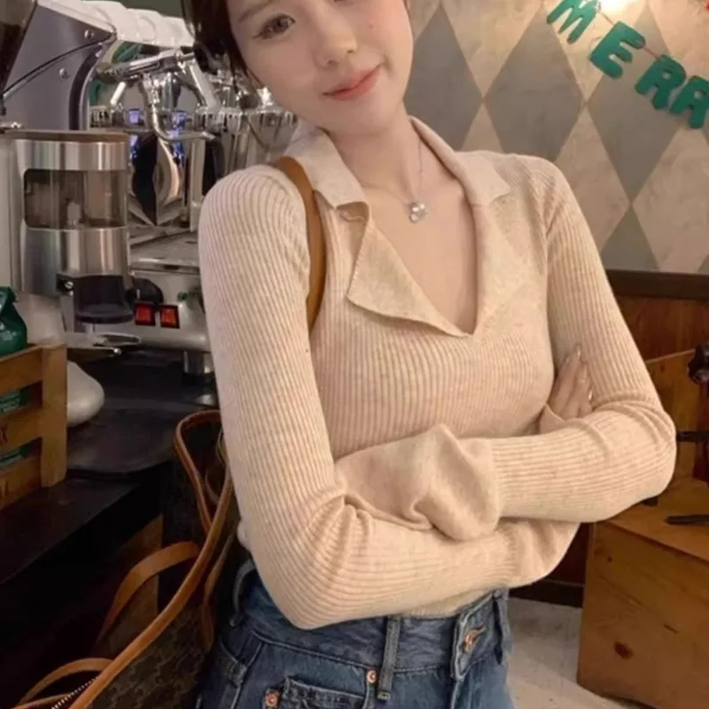 Polo Collar Slim Knitting Bottoming Shirt Women Autumn Winter Simplicity Solid Color Sweater Office Lady All-match Knitwear Tops
Polo Collar Slim Knitting Bottoming Shirt Women Autumn Winter Simplicity Solid Color Sweater Office Lady All-match Knitwear Tops