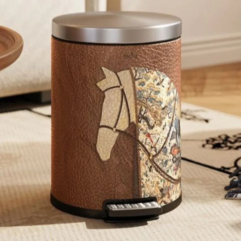 Pedal Trash Can Stainless Steel Trash Bin Luxury Large Capacity Bedroom Kitchen Litter Bins Round Leather Bathroom Dustbins
Pedal Trash Can Stainless Steel Trash Bin Luxury Large Capacity Bedroom Kitchen Litter Bins Round Leather Bathroom Dustbins