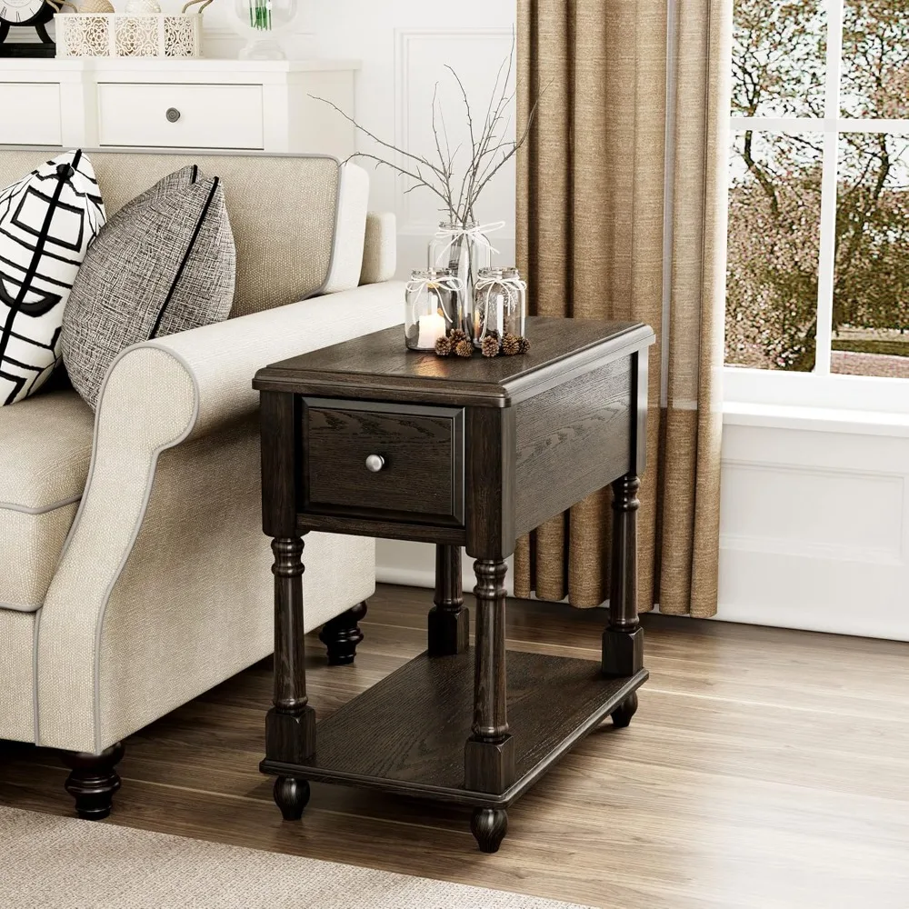 Narrow End Table with Drawer and Open Storage Shelf, Solid Wood Sofa Side Table for Living Room, Beside Table,Telephone Table fo
Narrow End Table with Drawer and Open Storage Shelf, Solid Wood Sofa Side Table for Living Room, Beside Table,Telephone Table fo