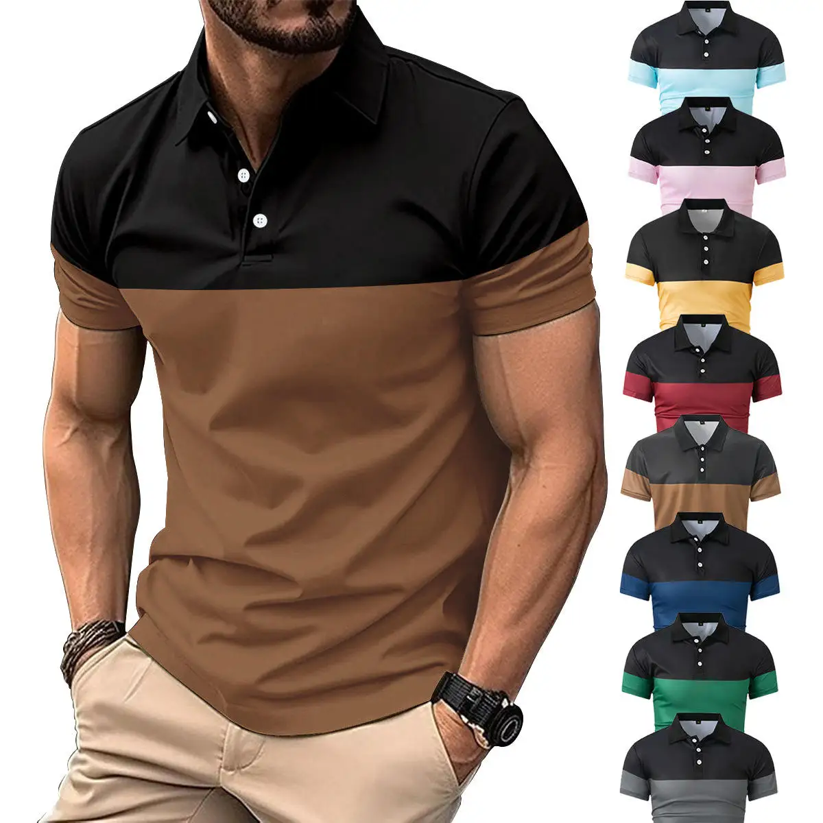 New Men's Casual Shirt V-Neck Buttoned Business Color Block Versatile T-Shirt Summer Cotton Blend Cool Feeling
New Men's Casual Shirt V-Neck Buttoned Business Color Block Versatile T-Shirt Summer Cotton Blend Cool Feeling
