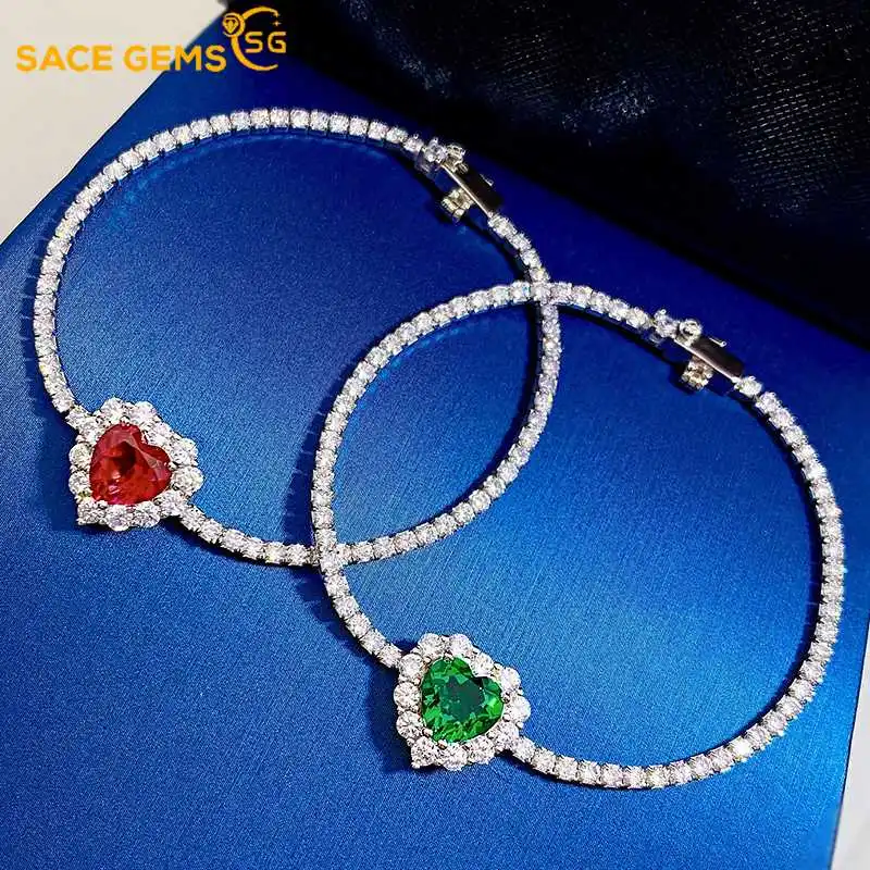 SACE GEMS Luxury Heart 100% 925 Sterling Silver 8*8MM Emerald Ruby Bracelet for Women Fashion Fine Jewelry Party Wedding Gift
SACE GEMS Luxury Heart 100% 925 Sterling Silver 8*8MM Emerald Ruby Bracelet for Women Fashion Fine Jewelry Party Wedding Gift