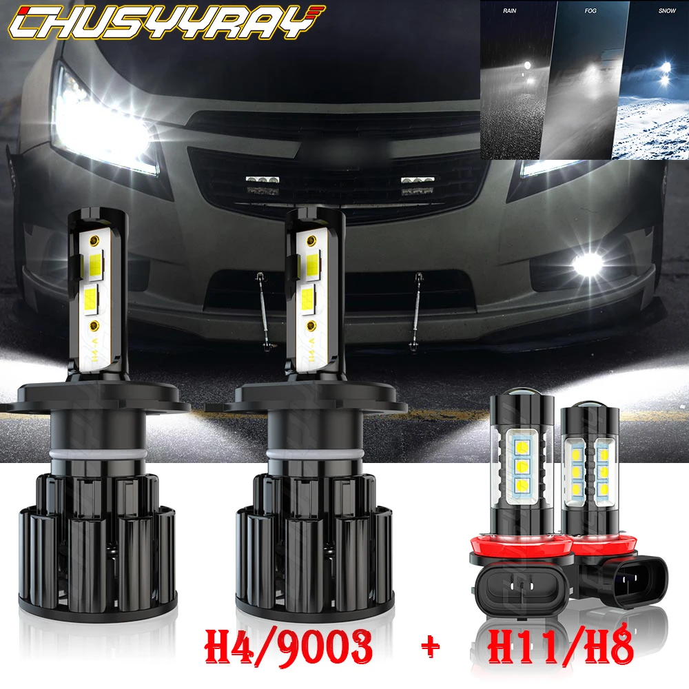 CHUSYYRAY Compatible For Cruze 2001-2015 4X LED Headlight High/Low Fog Light Bulbs Kit 6000K Super Bright Car accsesories luzes
CHUSYYRAY Compatible For Cruze 2001-2015 4X LED Headlight High/Low Fog Light Bulbs Kit 6000K Super Bright Car accsesories luzes