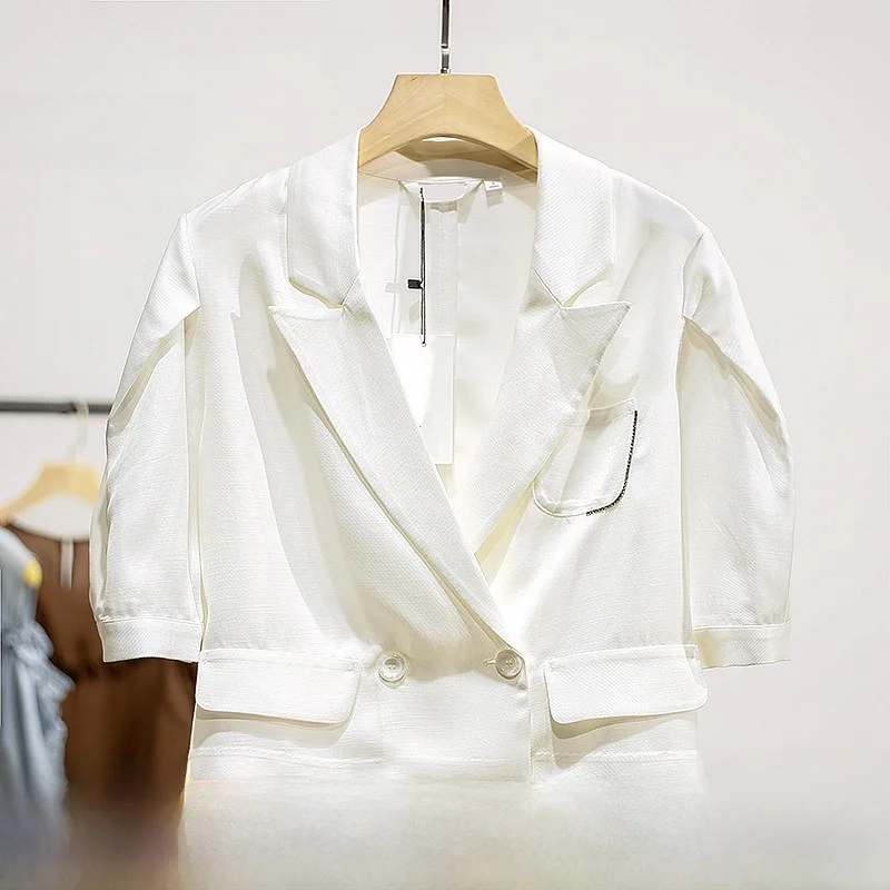 Short Sleeve Suit Jacket Women's Casual Fashion Summer New Arrival Laisel Blend Polyester Fabric Short Length Versatile Style
Short Sleeve Suit Jacket Women's Casual Fashion Summer New Arrival Laisel Blend Polyester Fabric Short Length Versatile Style