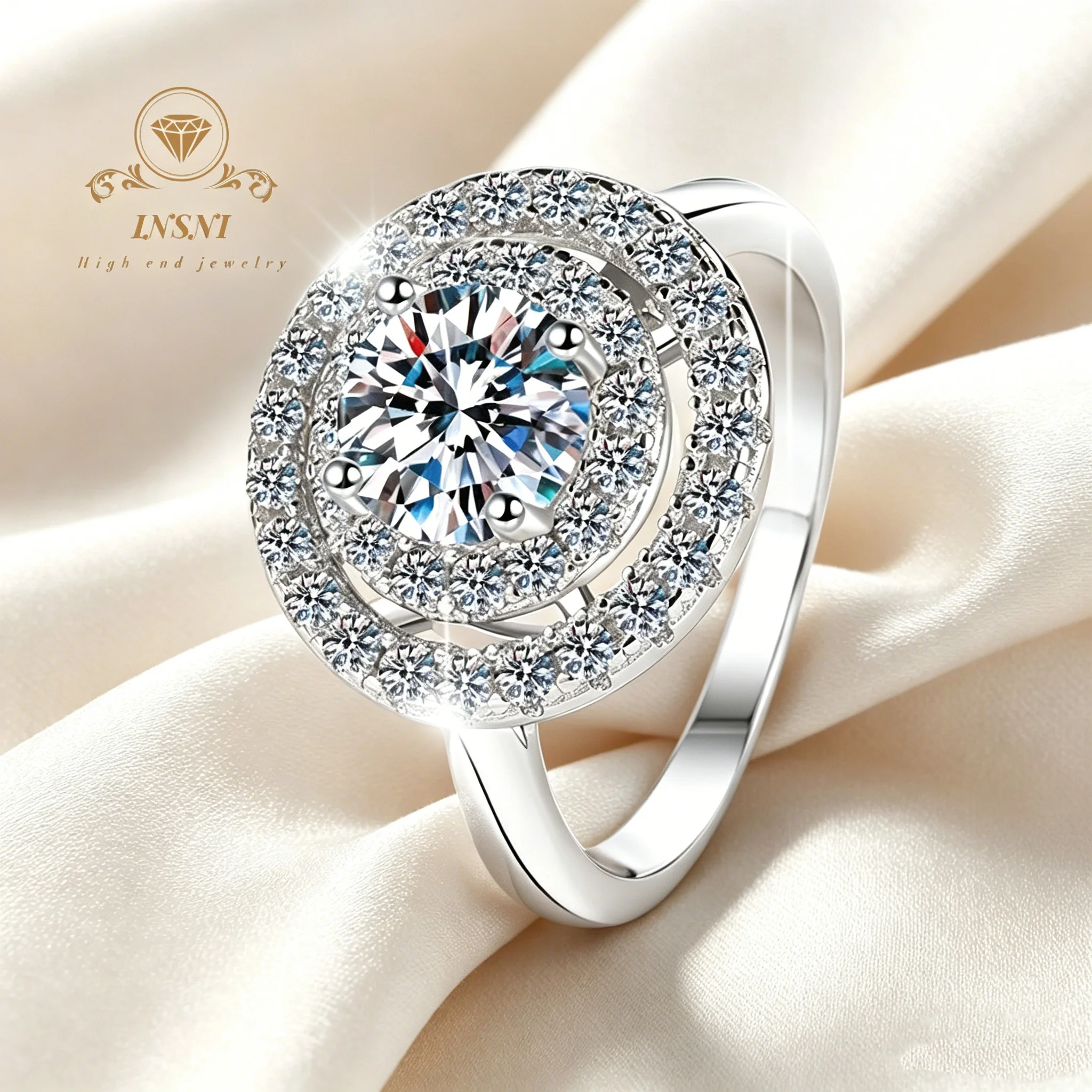 D Color VVS1 Moissanite Double Halo Engagement Ring, 925 Sterling Silver Round Cut Promise Ring Affordable Light Luxury Gift
D Color VVS1 Moissanite Double Halo Engagement Ring, 925 Sterling Silver Round Cut Promise Ring Affordable Light Luxury Gift