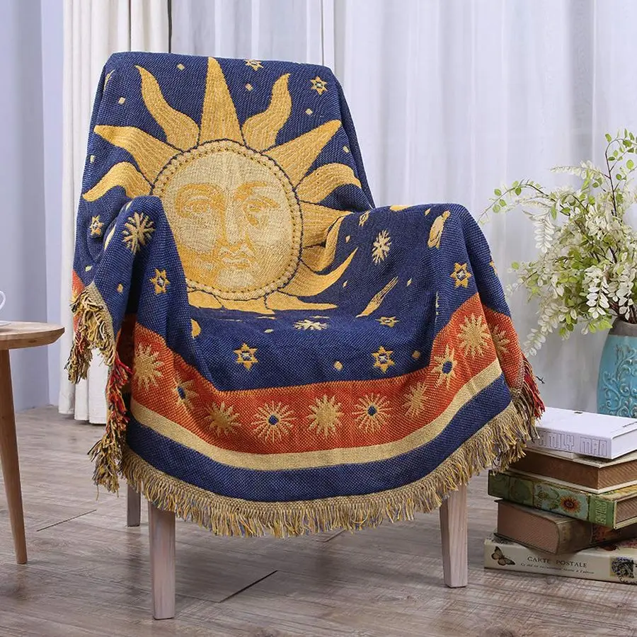 Moon and Sun Throw Blanket Celestial Chair Recliner Cover Bed Spread Hippie Room Decor, Double Sided Cotton Woven Sofa Couch Fur
Moon and Sun Throw Blanket Celestial Chair Recliner Cover Bed Spread Hippie Room Decor, Double Sided Cotton Woven Sofa Couch Fur
