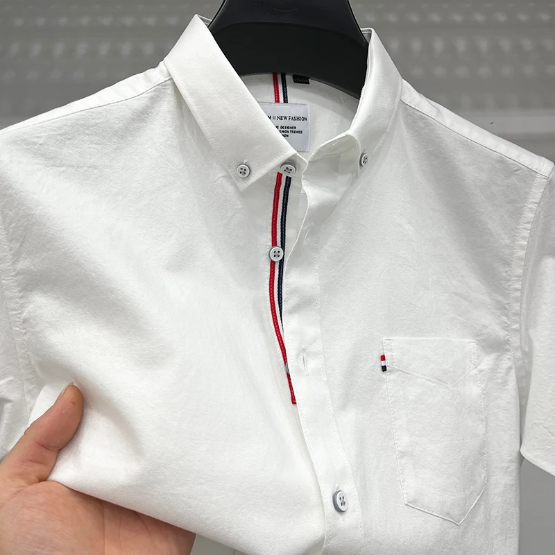 100 хлопковая роскошная качественная мужская рубашка с лацканами, дышащая однотонная рубашка с воротником-лентой и коротким рукавом, летняя деловая изысканная мужская одежда
100 хлопковая роскошная качественная мужская рубашка с лацканами, дышащая однотонная рубашка с воротником-лентой и коротким рукавом, летняя деловая изысканная мужская одежда