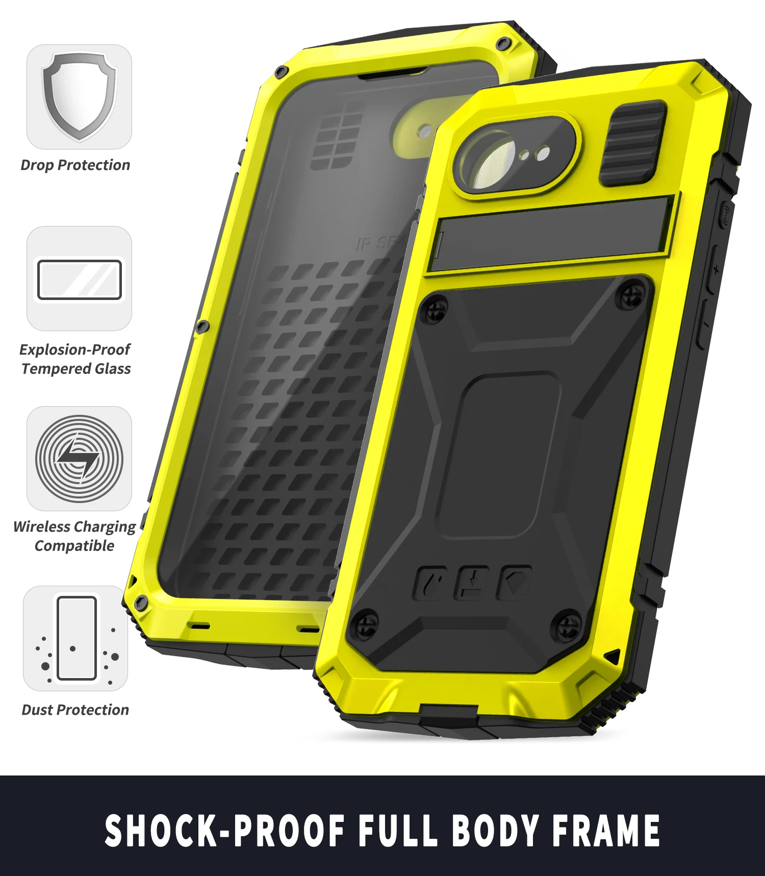 Heavy-Duty Aluminum Metal Armor Phone Case Suitable for Apple iPhone 16E with Shockproof Cover and Screen Protector
Heavy-Duty Aluminum Metal Armor Phone Case Suitable for Apple iPhone 16E with Shockproof Cover and Screen Protector