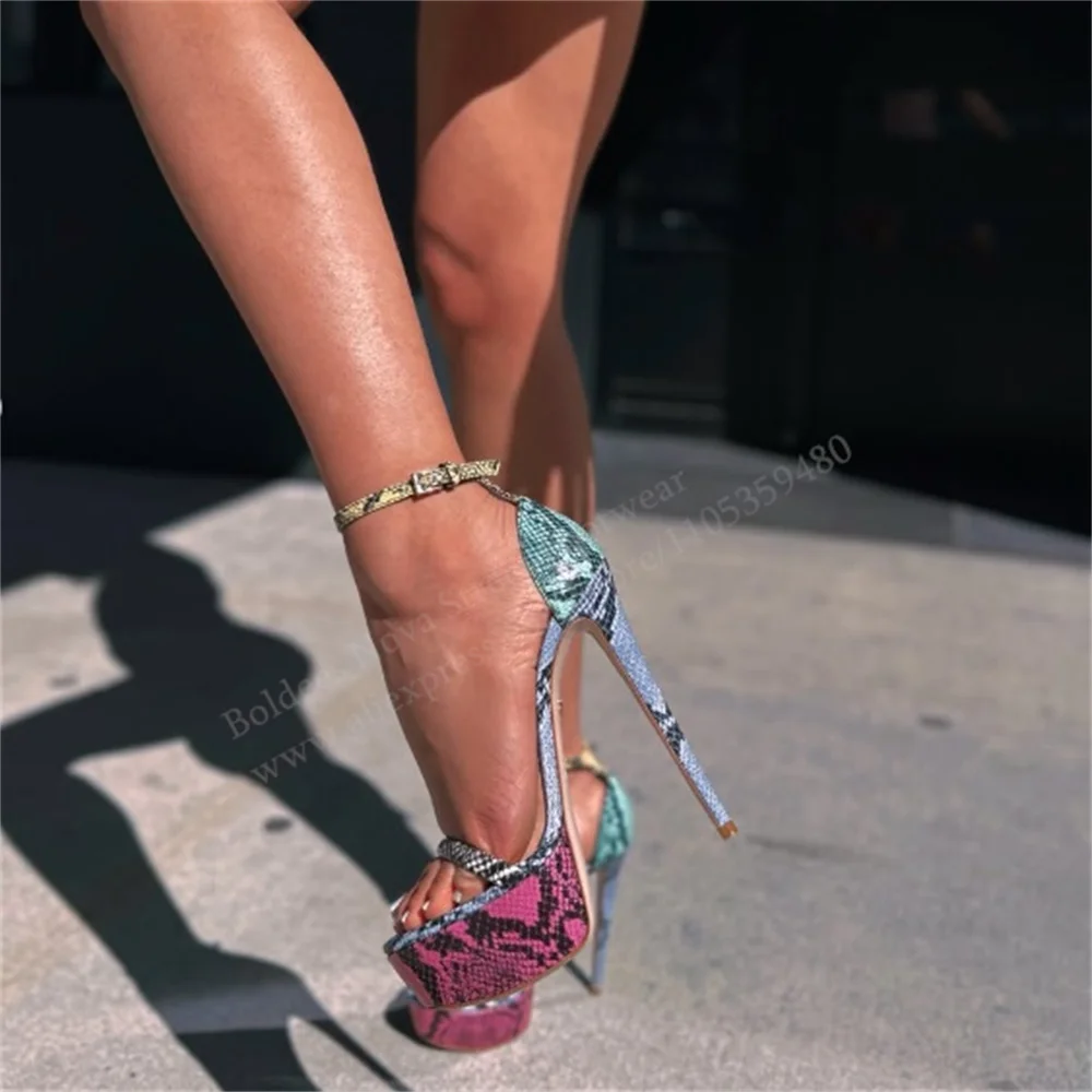 Multi Snake Print High Heel Sandals Women Sexy Open Toe Summer New Stiletto Heel Platform Buckle Strap Party Dress Shoes
Multi Snake Print High Heel Sandals Women Sexy Open Toe Summer New Stiletto Heel Platform Buckle Strap Party Dress Shoes