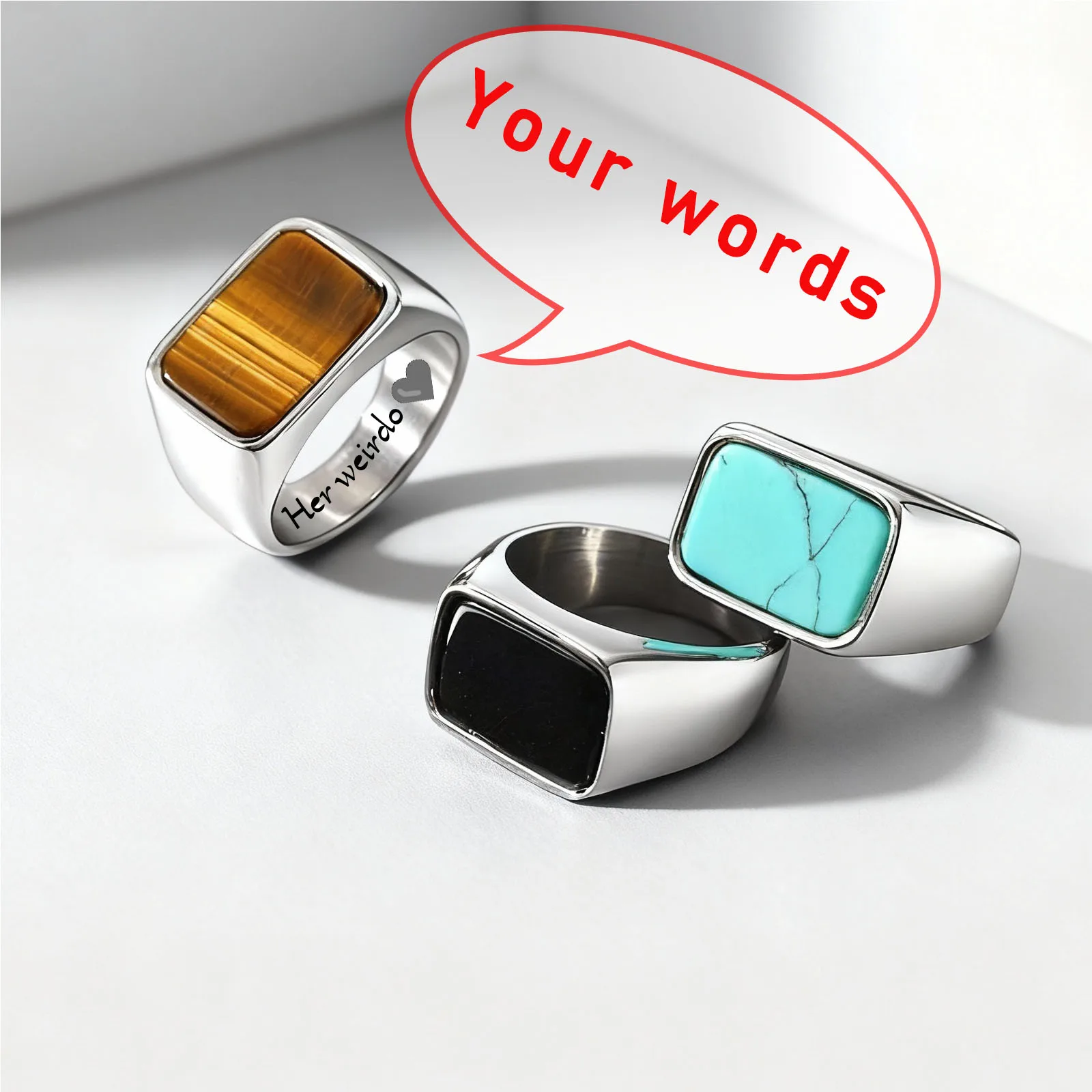 12.8mm Custom Ring for Men Women, Engraving Stainless Steel Personalized Text Logo Date Cool Jewelry Fit Size 6-12 Personalized
12.8mm Custom Ring for Men Women, Engraving Stainless Steel Personalized Text Logo Date Cool Jewelry Fit Size 6-12 Personalized