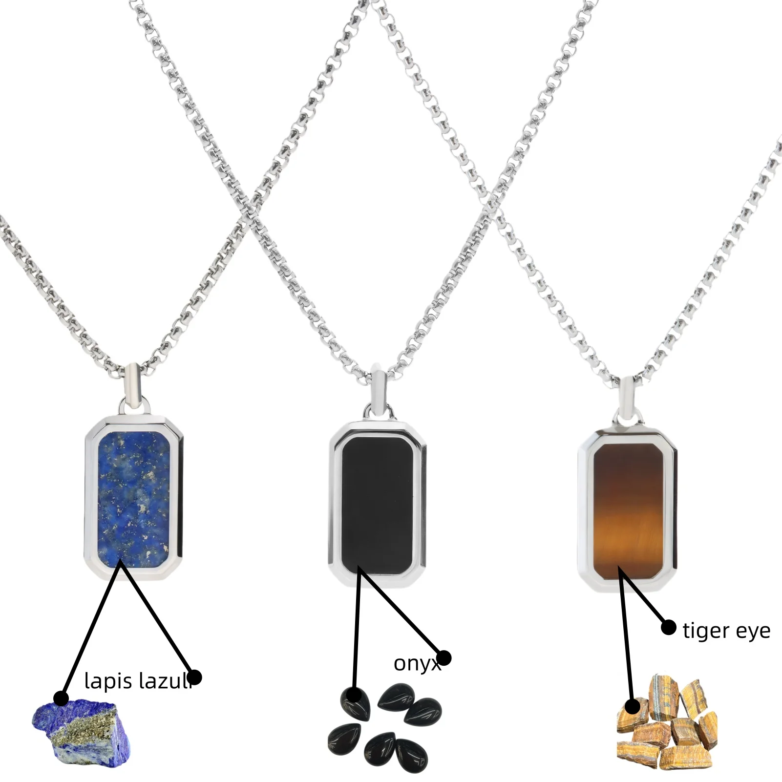Chamica Natural Lapis Lazuli Onyx Tiger Eye Stone Pendant Necklace for Men Stainless Steel Chain Mens Jewelry Gift for Him Daily
Chamica Natural Lapis Lazuli Onyx Tiger Eye Stone Pendant Necklace for Men Stainless Steel Chain Mens Jewelry Gift for Him Daily