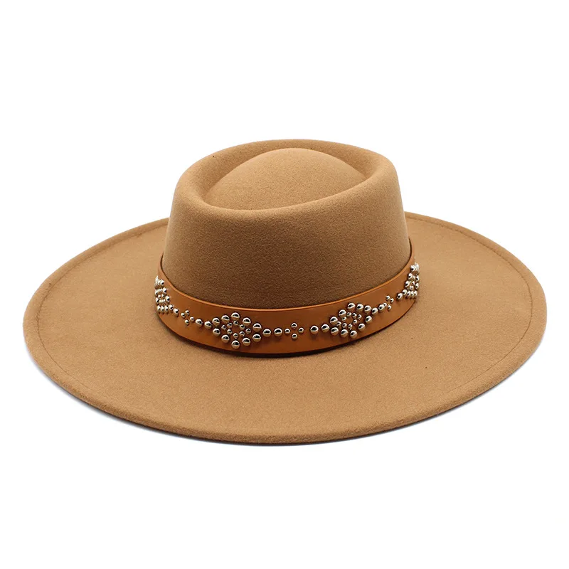 Dome Big Brim Hat Men S And Women S Retro Flat Brim Woolen Hat Felt Cap All Match Fashion Trendy Leather Ring Top Hat
Dome Big Brim Hat Men S And Women S Retro Flat Brim Woolen Hat Felt Cap All Match Fashion Trendy Leather Ring Top Hat