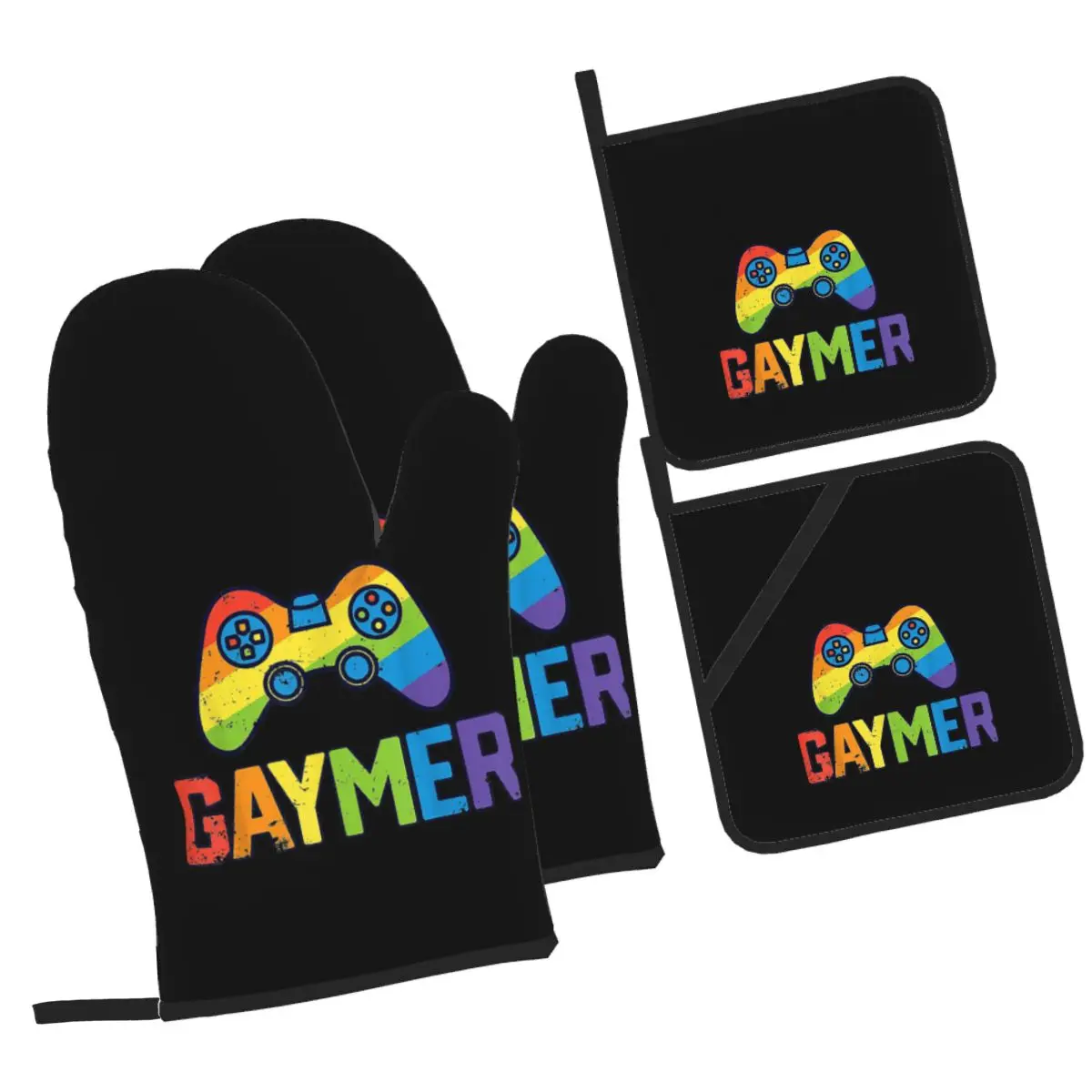 Gaymer Gamer Gay Pride ЛГБТ Лесбийские рукавицы для духовки с радужным флагом и держателями для кастрюль Наборы из 4 перчаток для выпечки, кухни, приготовления пищи, гриля 
Gaymer Gamer Gay Pride ЛГБТ Лесбийские рукавицы для духовки с радужным флагом и держателями для кастрюль Наборы из 4 перчаток для выпечки, кухни, приготовления пищи, гриля