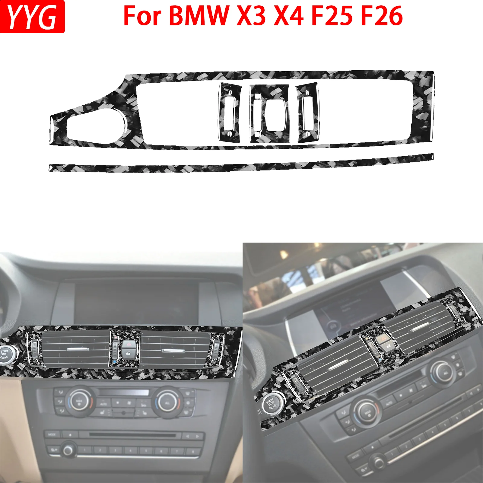 For BMW X3 F25 2011-2017 X4 F26 2014-2017 Forged Carbon Fiber Automotive Dashboard Air Vent Panel Interior Accessory Stickers
For BMW X3 F25 2011-2017 X4 F26 2014-2017 Forged Carbon Fiber Automotive Dashboard Air Vent Panel Interior Accessory Stickers