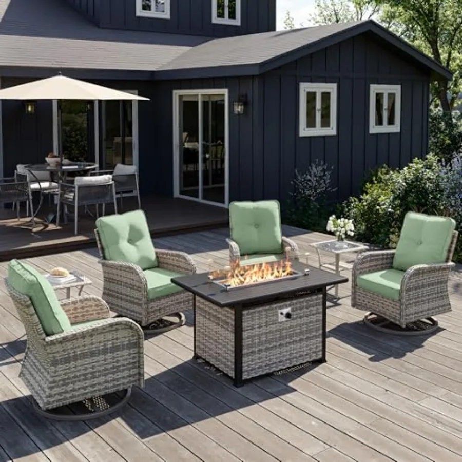 Outdoor patio rocking swivel chair set with 55000 BTU fire pit table weather-resistant wicker rattan beige/brown includes tempe
Outdoor patio rocking swivel chair set with 55000 BTU fire pit table weather-resistant wicker rattan beige/brown includes tempe