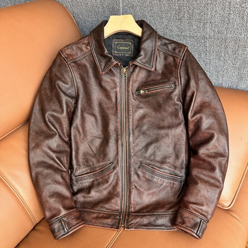 Retro Washed Vintage Top Layer Cowhide Leather Jacket Short Style Men's Fashion Slim Fit Leather Jacket Casual Business Casual
Retro Washed Vintage Top Layer Cowhide Leather Jacket Short Style Men's Fashion Slim Fit Leather Jacket Casual Business Casual