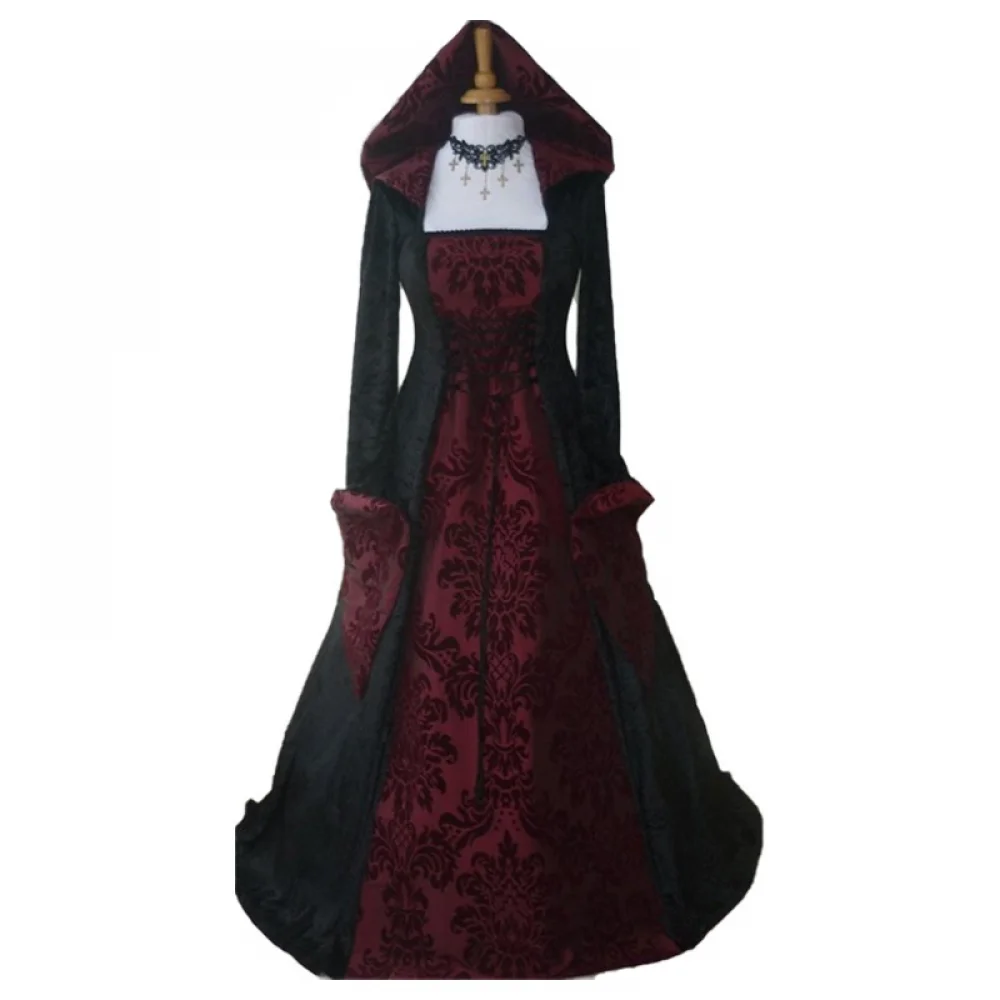 Womens Victorian Hooded Vampire Gown Dress Deluxe Witch Dress Costume Vintage Halloween Gothic Dress Cosplay
Womens Victorian Hooded Vampire Gown Dress Deluxe Witch Dress Costume Vintage Halloween Gothic Dress Cosplay