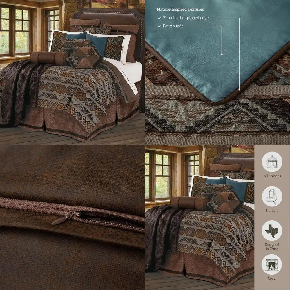 Luxurious Southwestern Brown Leather-Style Duvet Cover Set with 1 Bed Skirt, 2 Pillow Shams, 2 Euro Shams, and 1 Decorative Pill
Luxurious Southwestern Brown Leather-Style Duvet Cover Set with 1 Bed Skirt, 2 Pillow Shams, 2 Euro Shams, and 1 Decorative Pill
