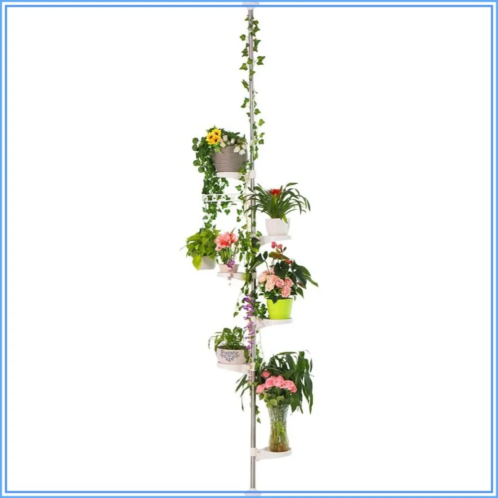 7-Layer Indoor Plant Stands Spring Tension Pole Metal Flower Display Rack Space Saver Corner Floral Pot Shelf, Ivory
7-Layer Indoor Plant Stands Spring Tension Pole Metal Flower Display Rack Space Saver Corner Floral Pot Shelf, Ivory