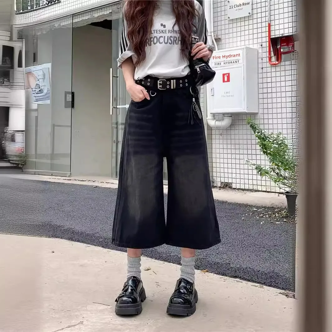 Retro Washed Wide Leg 7/8 Length Straight Cut Denim Jeans Women's Summer Vintage American Style High Waist Commute Quality
Retro Washed Wide Leg 7/8 Length Straight Cut Denim Jeans Women's Summer Vintage American Style High Waist Commute Quality