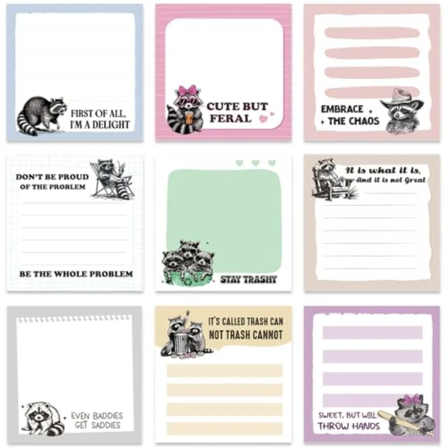 Sticky Notes Gifts, 9 Pack Funny Notepads 3x3 Inch, Funny Animals Self-Stick Memo Pads, Office School Supplies Gifts for Studen
Sticky Notes Gifts, 9 Pack Funny Notepads 3x3 Inch, Funny Animals Self-Stick Memo Pads, Office School Supplies Gifts for Studen