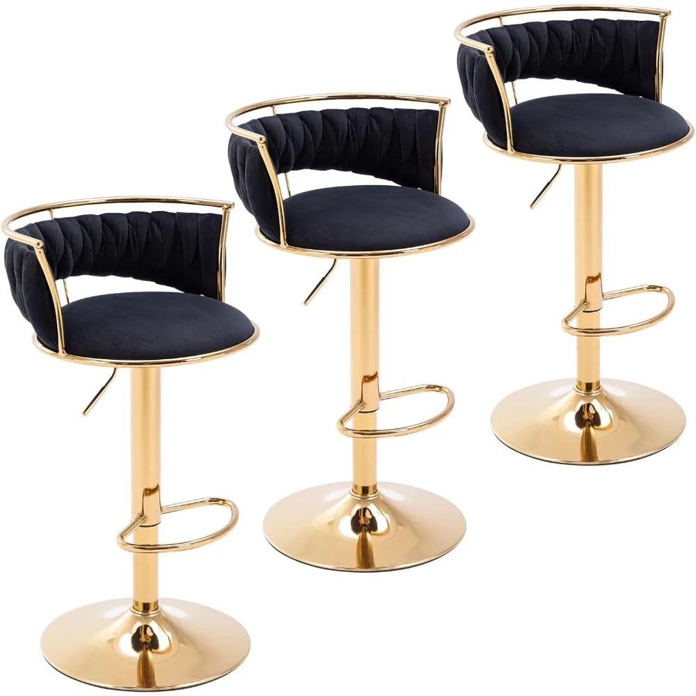 Modern Swivel Bar Stools Set of 3, Velvet Adjustable Height Barstools Low Back Kitchen Island Counter Black Bar Chairs
Modern Swivel Bar Stools Set of 3, Velvet Adjustable Height Barstools Low Back Kitchen Island Counter Black Bar Chairs