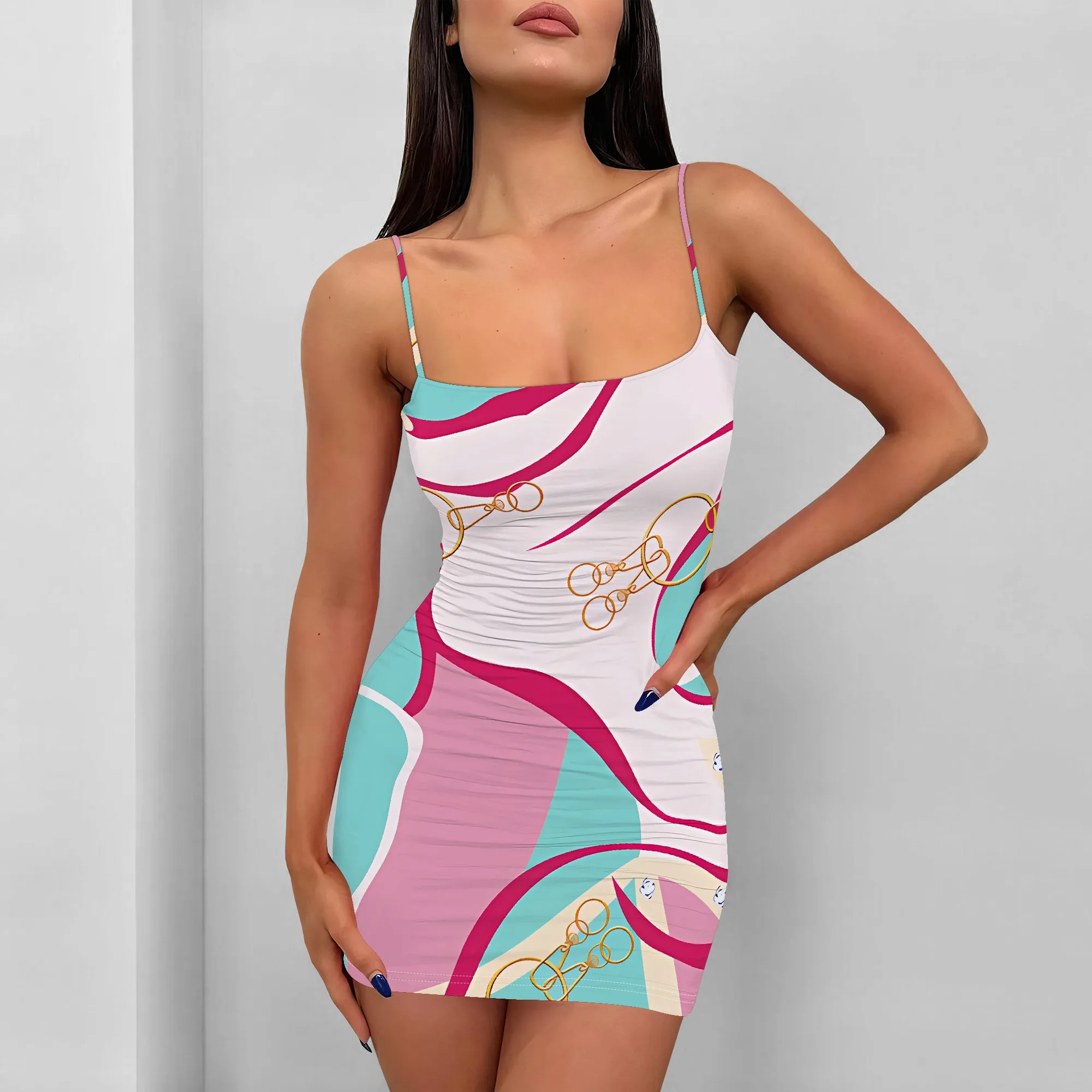 Women's Sleeveless Crew Neck Spaghetti Strap One-Shoulder Women Fashion Printed Split Casual Mini Dress
Women's Sleeveless Crew Neck Spaghetti Strap One-Shoulder Women Fashion Printed Split Casual Mini Dress