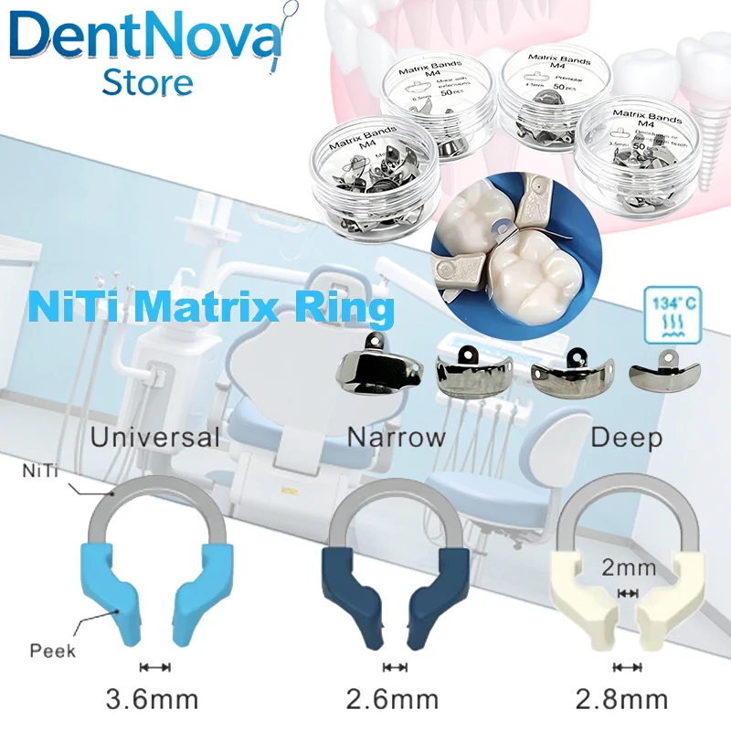 Dental Matrix Bands Sectional Contoured NITI Metal Matrices Ring Clamp Elasticity Strips Dentist Tool
Dental Matrix Bands Sectional Contoured NITI Metal Matrices Ring Clamp Elasticity Strips Dentist Tool