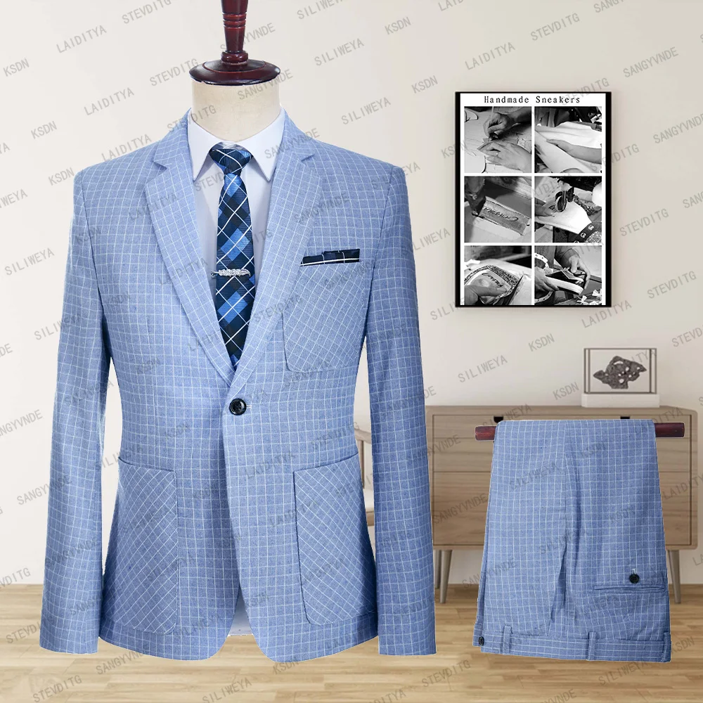 2023 Classic Lattice Denim Blue Men Suits Two-pieces Fashion Wedding Suit Jacket Tuxedos for Men High Qualit Casual Occasion
2023 Classic Lattice Denim Blue Men Suits Two-pieces Fashion Wedding Suit Jacket Tuxedos for Men High Qualit Casual Occasion