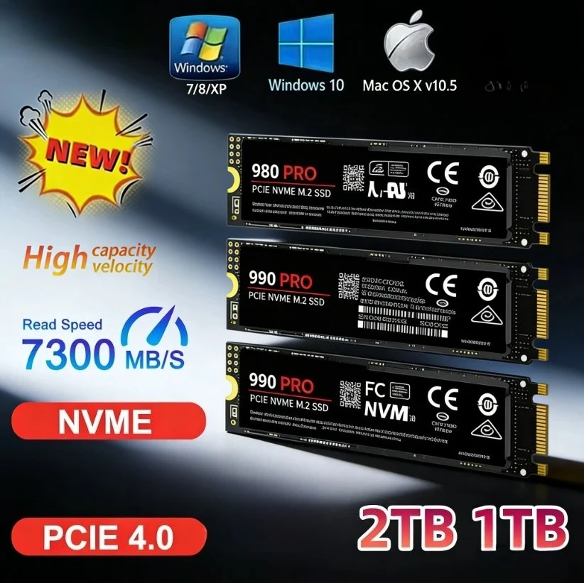 Original 980Pro 990Pro M.2 NVMe SSD 1TB PCIe 4.0 7400MB/s High Performance Internal Solid State Drive for Laptop Desktop PC
Original 980Pro 990Pro M.2 NVMe SSD 1TB PCIe 4.0 7400MB/s High Performance Internal Solid State Drive for Laptop Desktop PC