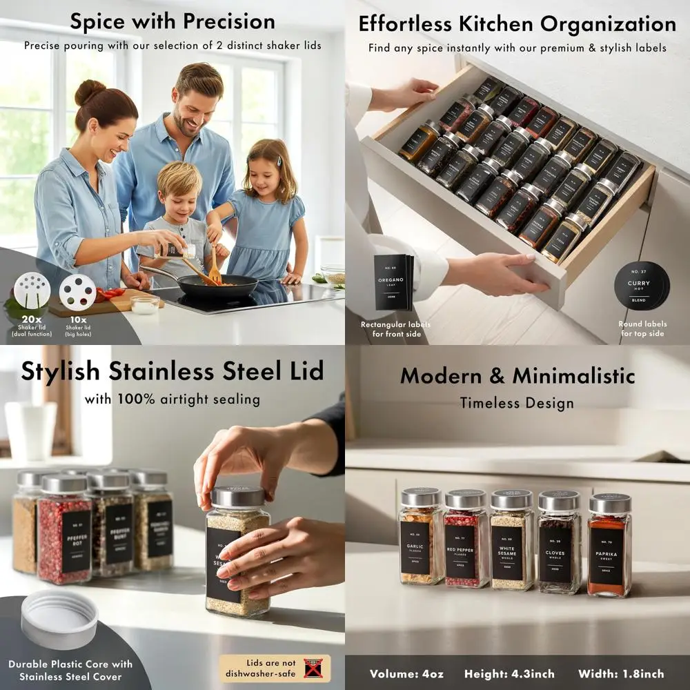 24 стеклянные банки для специй на 4 унции с этикетками, стальными крышками, воронкой, вставками для шейкеров и коробкой-органайзером
24 стеклянные банки для специй на 4 унции с этикетками, стальными крышками, воронкой, вставками для шейкеров и коробкой-органайзером