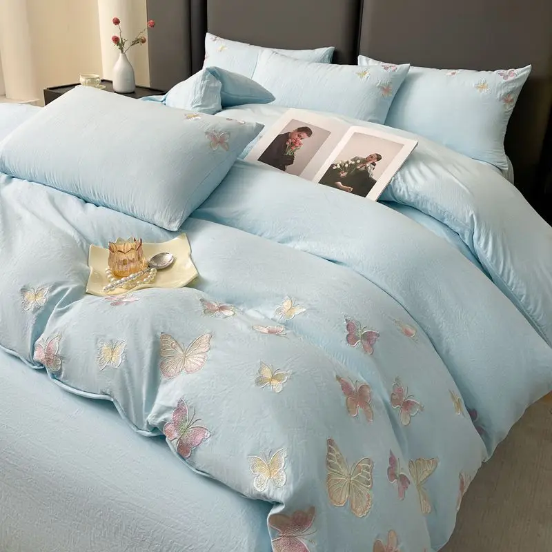 New Korean Style Embroidered Butterfly Princess 4-Piece Bedding Set, All-Season, Duvet Cover & Fitted Sheet, Non-Cotton
New Korean Style Embroidered Butterfly Princess 4-Piece Bedding Set, All-Season, Duvet Cover & Fitted Sheet, Non-Cotton
