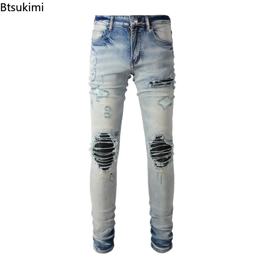 2026 New Men's Pleated Patches Biker Jeans Streetwear Skinny Tapered High Stretch Denim Pants Holes Ripped Distressed Trousers
2026 New Men's Pleated Patches Biker Jeans Streetwear Skinny Tapered High Stretch Denim Pants Holes Ripped Distressed Trousers