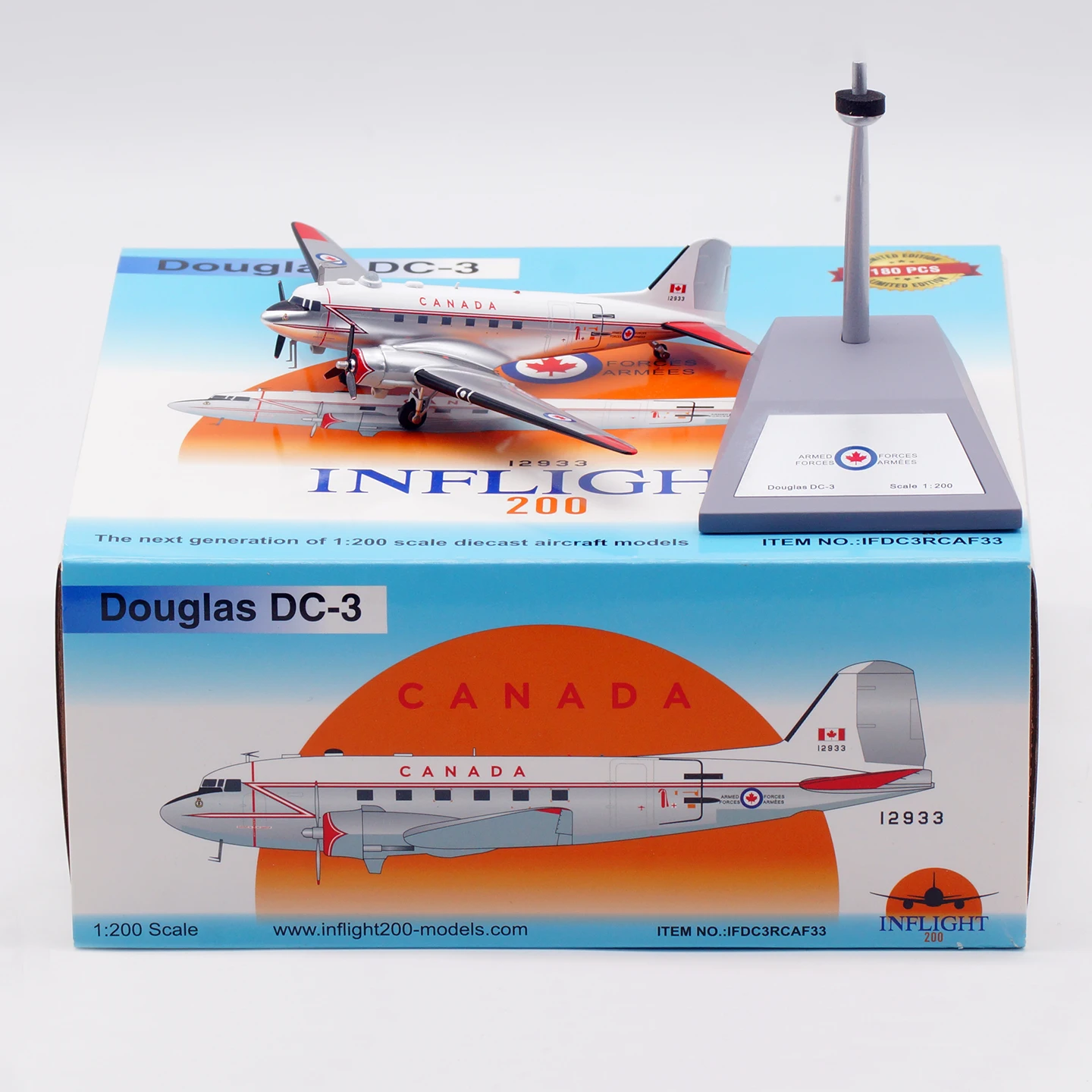 IFDC3RCAF33 Alloy Collectible Plane INFLIGHT 1:200 CANADA AIR FORCE MCDONNELL Douglas DC-3 Diecast Aircraft Model 12933
IFDC3RCAF33 Alloy Collectible Plane INFLIGHT 1:200 CANADA AIR FORCE MCDONNELL Douglas DC-3 Diecast Aircraft Model 12933