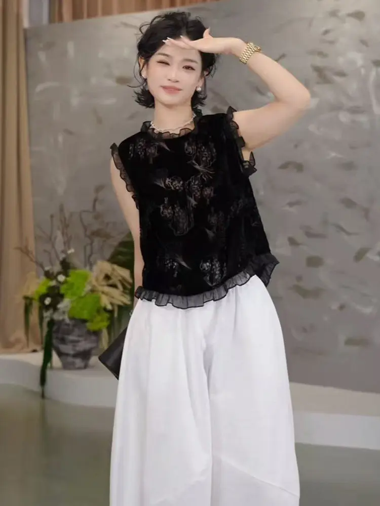 Korean Style Velvet Sleeveless Shirt Women's Loose Slimming Summer New Fashion Wooden Ear Casual Versatile Top
Korean Style Velvet Sleeveless Shirt Women's Loose Slimming Summer New Fashion Wooden Ear Casual Versatile Top